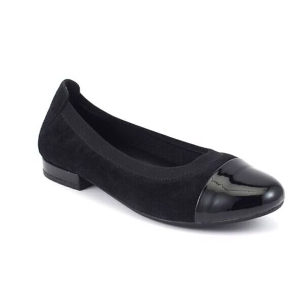 David Tate Nikki Black Suede Leather Ballet Flats